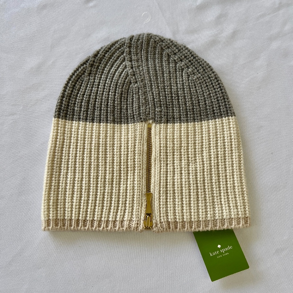 Kate Spade Zip Up Beanie Hat O/S NWT